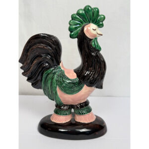 Hedi Schoop Hollywood California Pottery Rooster Vase MCM Signed Figurine 1940s